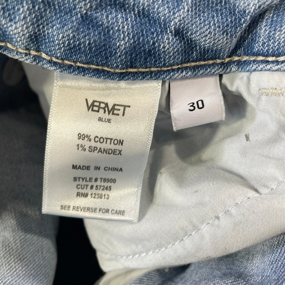 Vervet Blue Wide Leg Jeans Womens 30 Light Wash High Rise Raw Hem Boho Mom - Picture 3 of 11